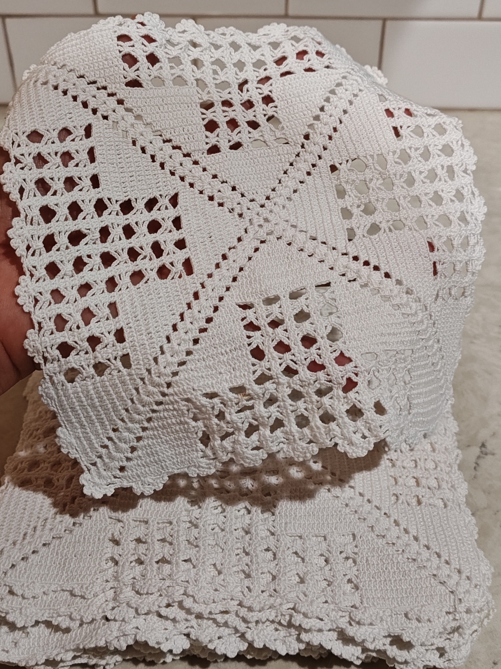 Cottagecore Vintage 16 White  Floral Square Crochet Corner Doily Lot